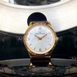 Perfect Replica Jaeger LeCoultre White Face All Gold Case Leather 40mm Watch